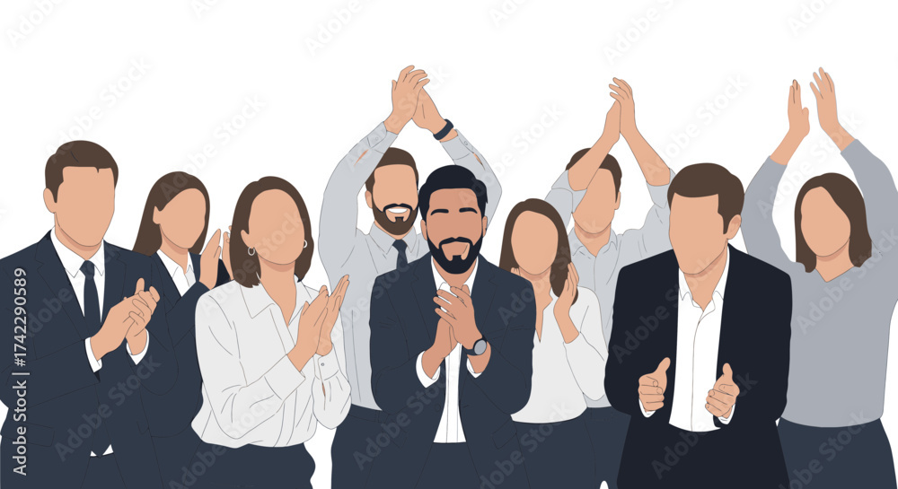 Obraz premium Group of diverse business people celebrating success and achievement together.