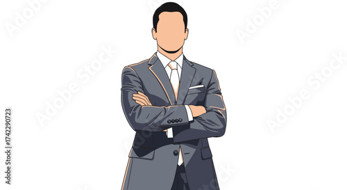 Man in a suit with arms crossed business professional confident pose.