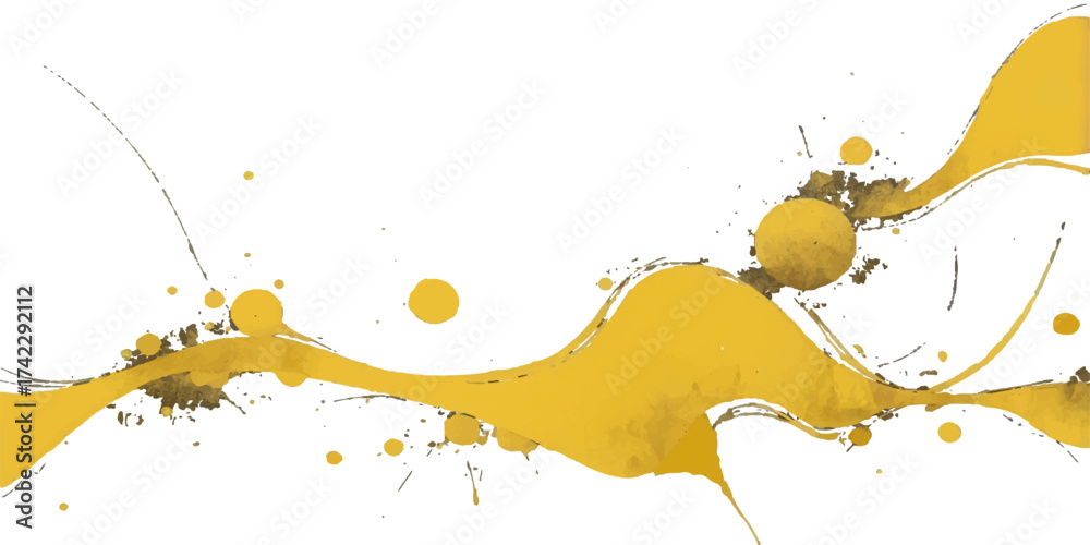 Vector illustration of a yellow paint splash with grunge texture