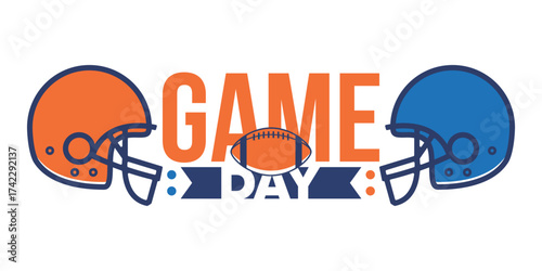Game Day. American football playoff. Super Party in United States. Final game of regular season. Professional team championship. Ball for american football. Sport poster. Vector illustration