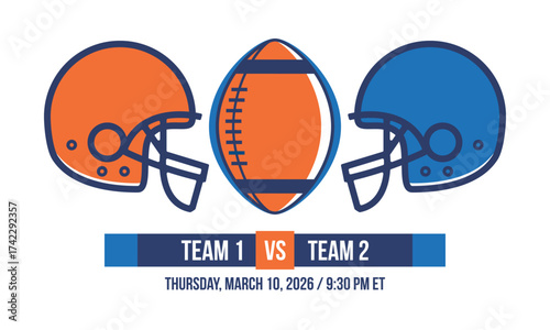Game Day. American football playoff. Super Party in United States. Final game of regular season. Professional team championship. Ball for american football. Sport poster. Vector illustration