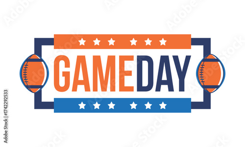Game Day. American football playoff. Super Party in United States. Final game of regular season. Professional team championship. Ball for american football. Sport poster. Vector illustration