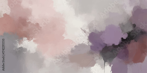 Abstract watercolor sky with light clouds, blue and white fog with a vintage and smokey feel