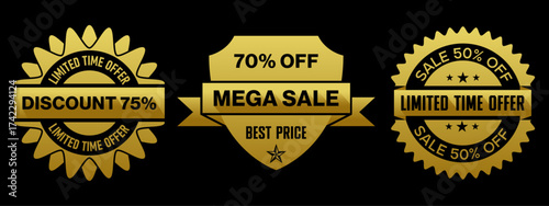 Gold Black Luxury Promotional Sale Discount Offer Badge Label Design