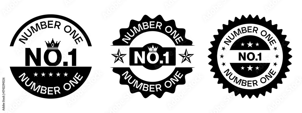 Fototapeta premium Number One No.1 Crown Star Badge Award Seal Design