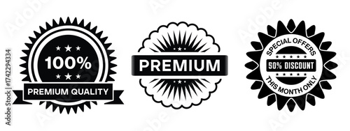 Black White Premium Quality Special Offer Discount Badge Label Design