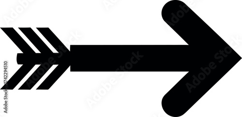 Black Arrow Icon with Feathered Fletching