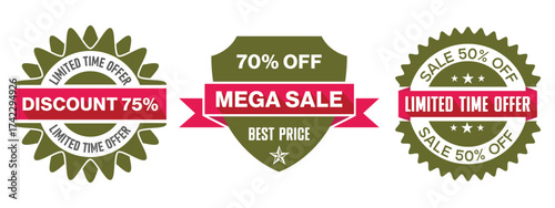 Green Red Promotional Sale Discount Offer Badge Label Design