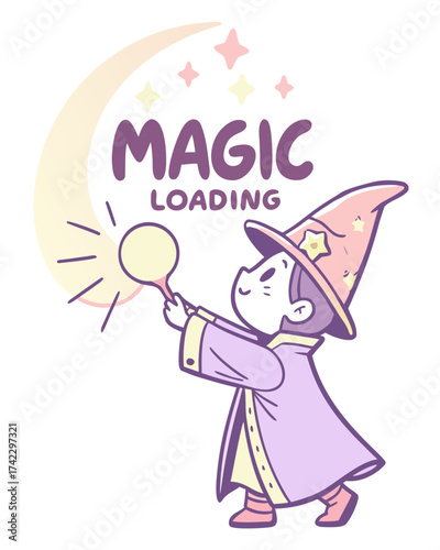 T-shirt Baby Wizard With Glowing Orb Magic Loading Cartoon