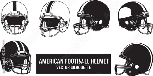 American football helmets collection various views
