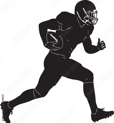 American football player running silhouette