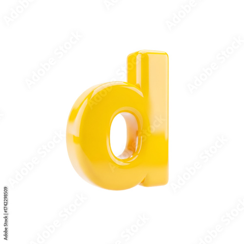 Yellow lowercase letter d, isolated on transparent background