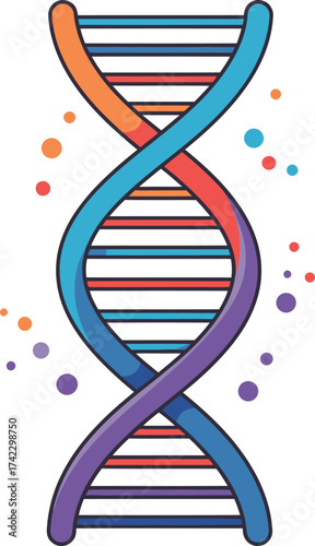Colorful DNA Helix Illustration with Bubbles