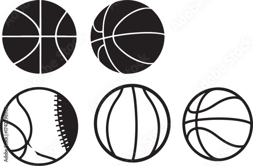 Collection of sport balls icons simple