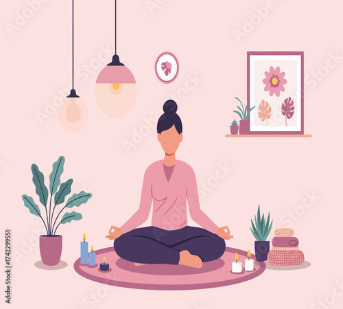 Isometric view of a smart home automation system with various devices including a smartphone, tablet, display, sensors, and a plant isolated on white background