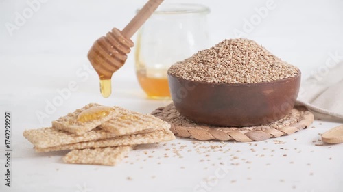 Sesame sweets, Healthy sweets with honey and sesame.