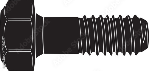 Black hex bolt fastener isolated studio shot