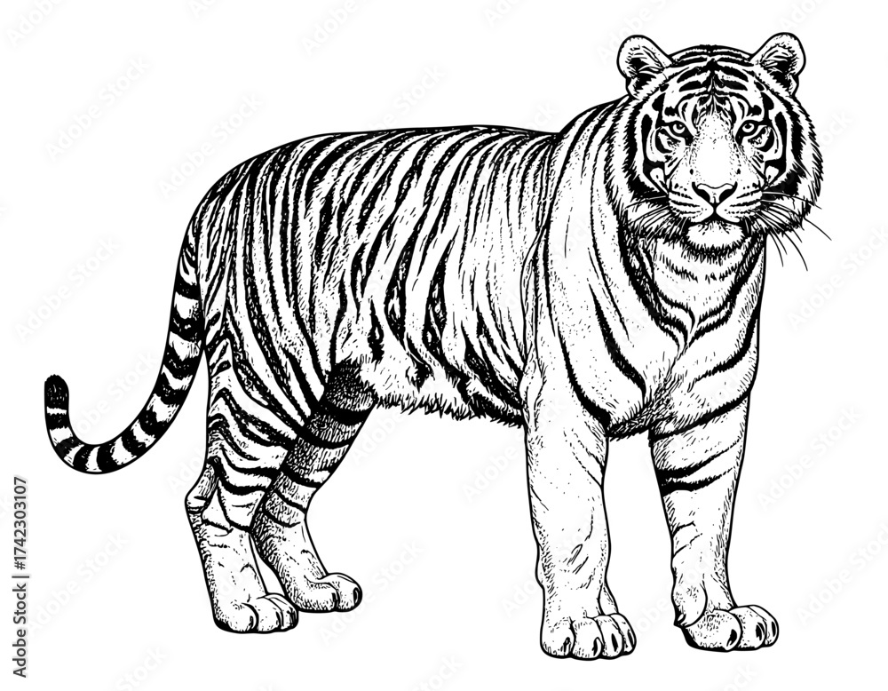 Obraz premium vector illustration of a tiger
