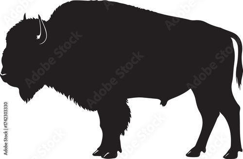 Bison silhouette profile wild animal