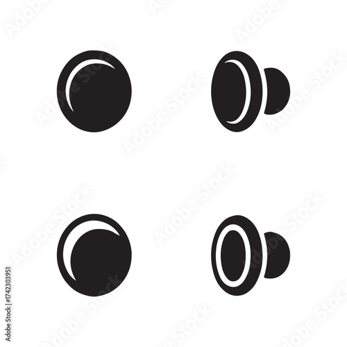 Stud Earrings Solid Jewelry Icons Set