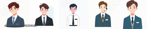 Modern set of diverse professional male cartoon avatars, perfect for business and corporate representations, featuring clean, flat illustrations of office workers and team members