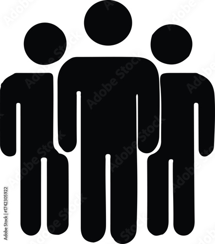three people man black icon vector 