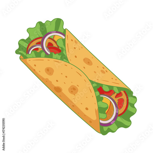 taco with lettuce tomatoes and onions on soft shell