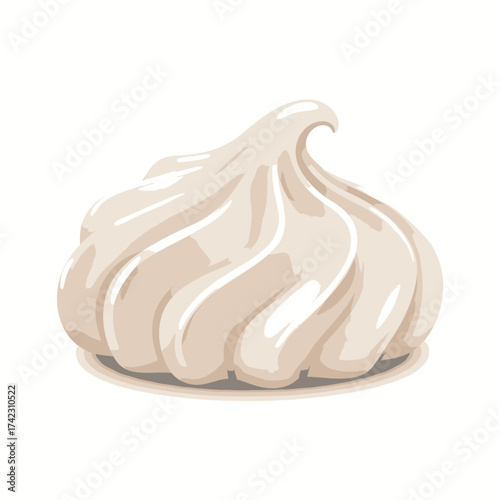 Cream-colored dollop of whipped topping or frosting on white background