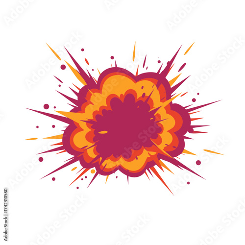 Explosive burst with colorful cloud and streaks