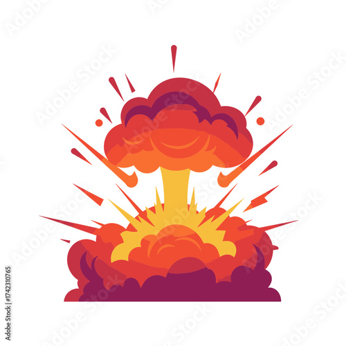 explosive mushroom cloud with sparks and smoke