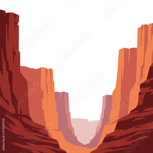 Rock formation with deep canyon and towering cliffs