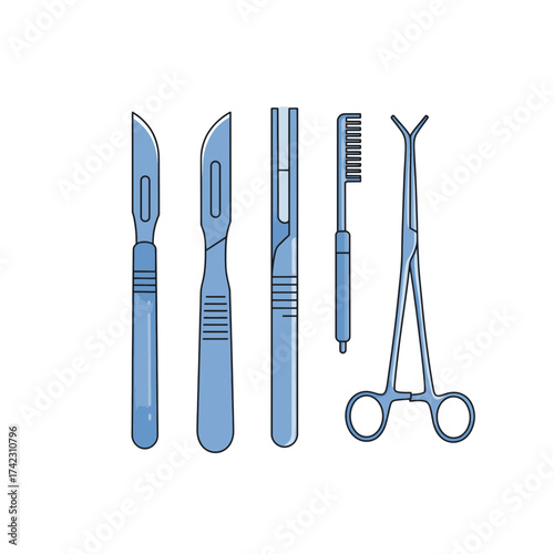 Medical surgical instruments with blue accents
