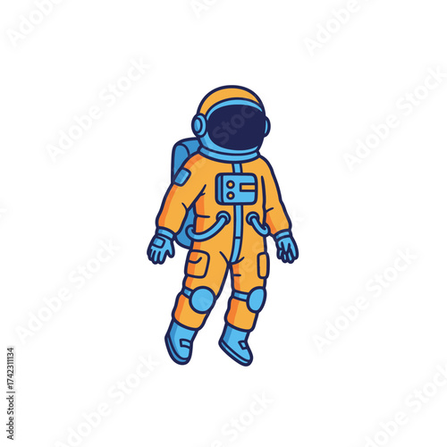Astronaut in space suit standing isolated on white background