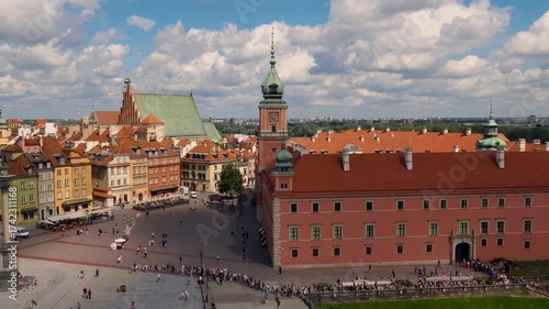 old city, square and Royal Castle in Warsaw from the top of the tower. Poland