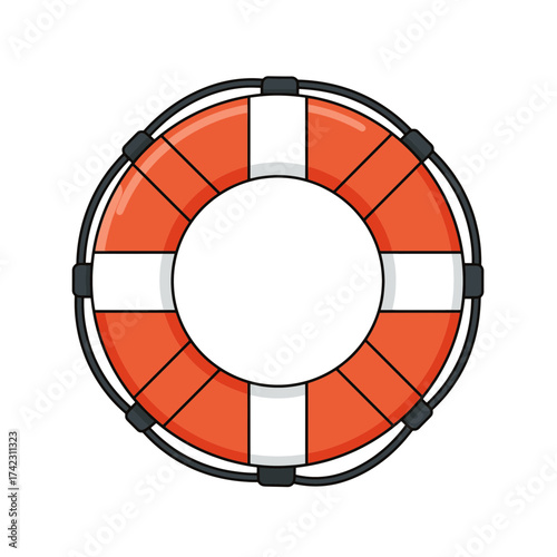 Life preserver ring with orange and white sections