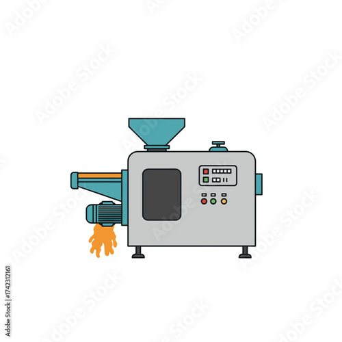 Industrial film processing machine with feeding hopper and heating element