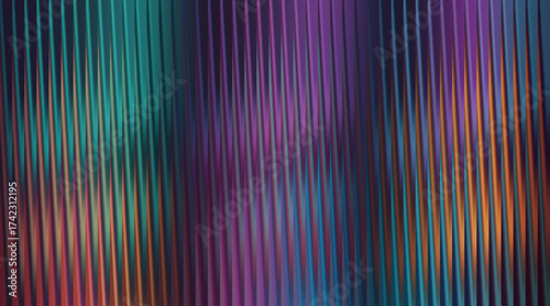 Abstract background with vertical lines in vibrant colors like teal, purple, and orange
