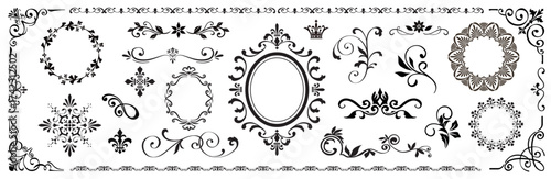Elegant vintage ornamental frames and decorative floral elements. Vector design collection for invitations, certificates, labels, borders, and classic decoration projects.