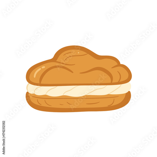 Croissant with cream filling on a white background