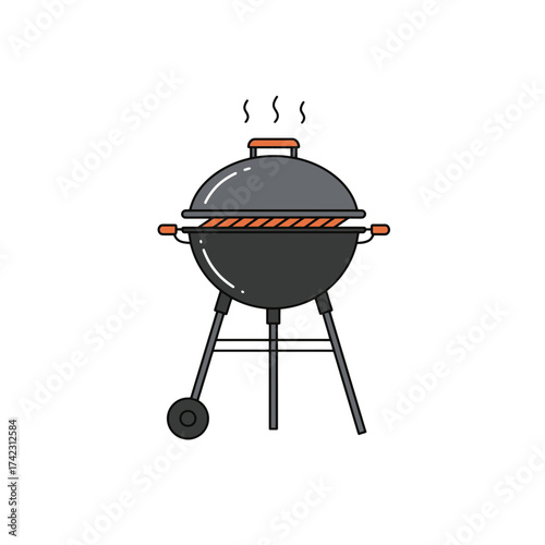 Barbecue grill with smoke for outdoor cooking