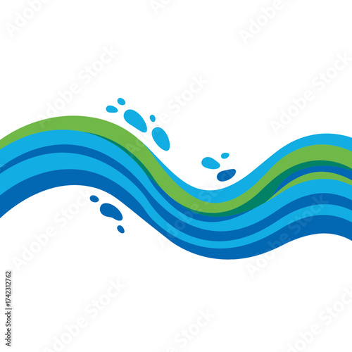 Wavy water pattern in shades of blue and green