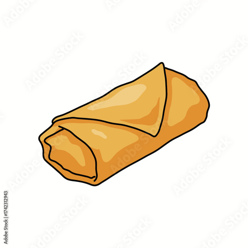 Simple fried spring roll with crispy texture on white background