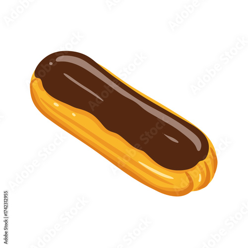 Chocolaty éclair pastry with glazed topping for desserts