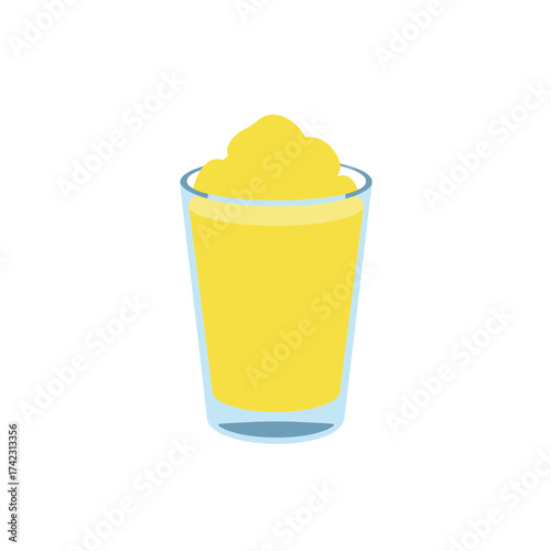 Glass of yellow beverage with a lemon slice on top for refreshment