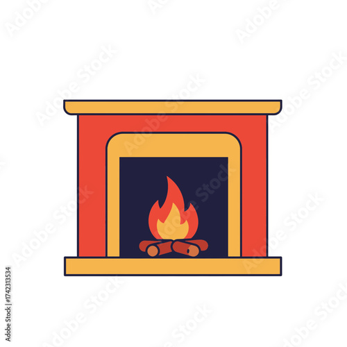 fireplace with logs and flames for home heating