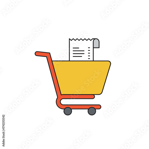 shopping cart with receipt for retail or online commerce