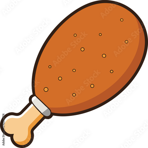 Cartoon fried chicken leg on white background food fast food vector illustration EPS file download.

