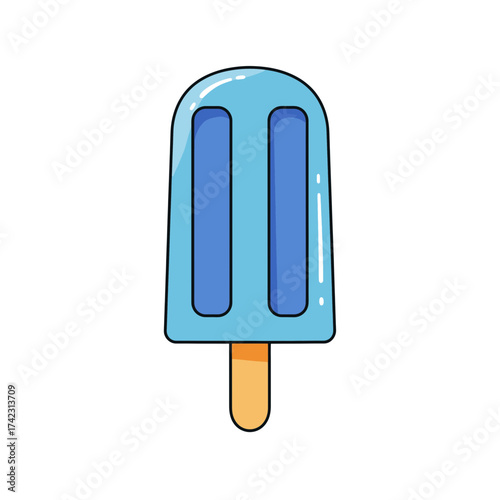 Colorful ice lolly with blue and brown elements