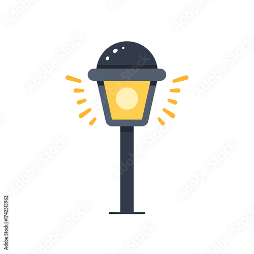 lamp post with glowing light and curved top