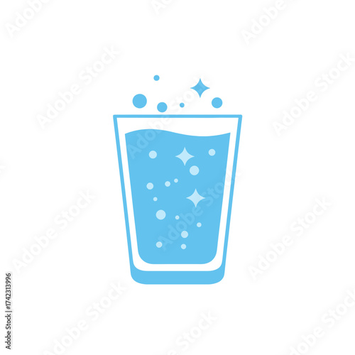 Fizzy soda in glass with bubbles and sparkles for refreshment